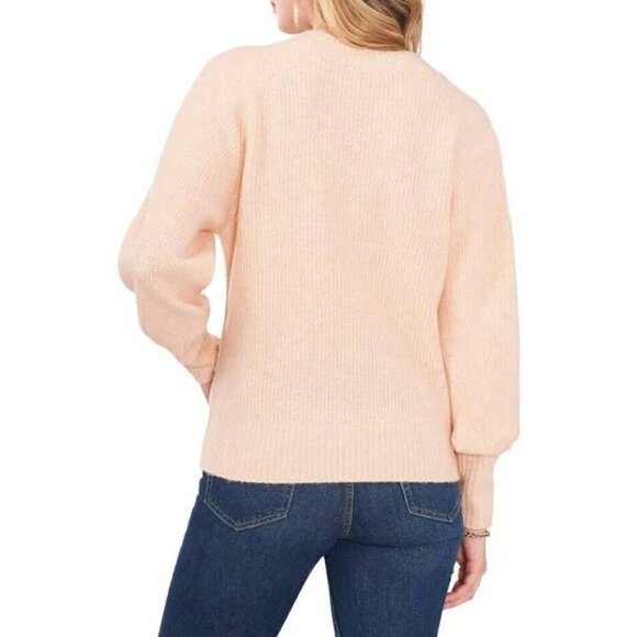 NWT $79 1.STATE V-NECK SWEATER IN PINK MELANGE SZ LARGE - Picture 2 of 10